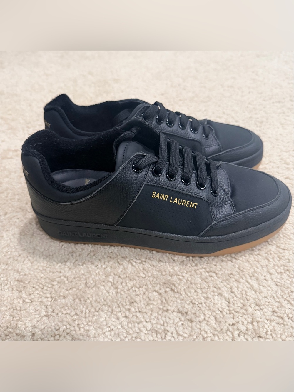 ‼️ LOWEST PRICE ‼️ Saint Laurent Black Sneakers with Gold Logo